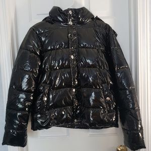black latex puffer jacket